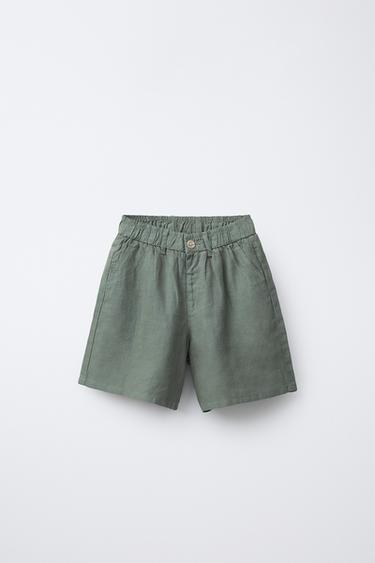 100% LINEN BERMUDA SHORTS - Petrol blue by Zara - Image 0