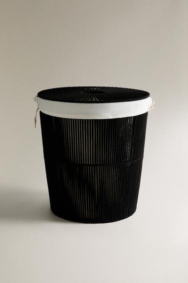 FABRIC-LINED LAUNDRY BASKET - Black by Zara - Image 0