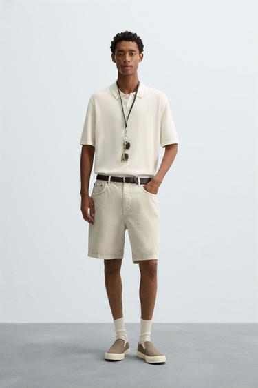 COTTON BLEND KNIT POLO SHIRT - Ecru by Zara