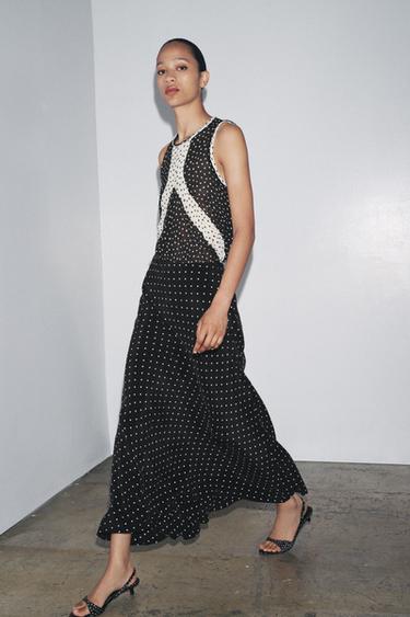 ZW COLLECTION LONG SKIRT - Black / White by Zara