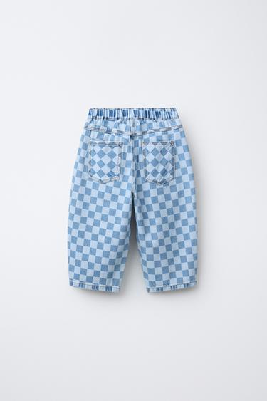 CHECKED BALLOON JEANS - Mid-blue by Zara