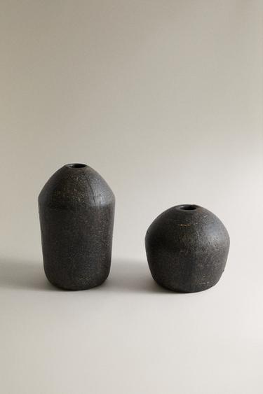 OVAL DECORATIVE CERAMIC VASE - Black by Zara