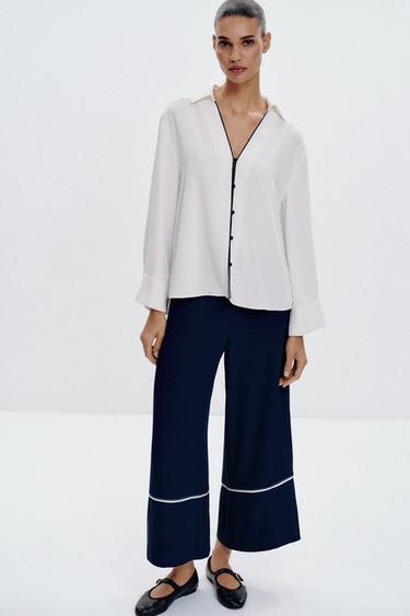 STITCHED CULOTTES - Navy blue by Zara