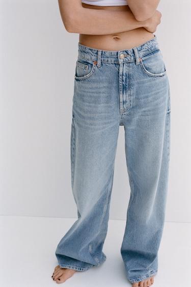 TRF EXTRA WIDE-LEG HIGH-WAIST JEANS - Light blue by Zara