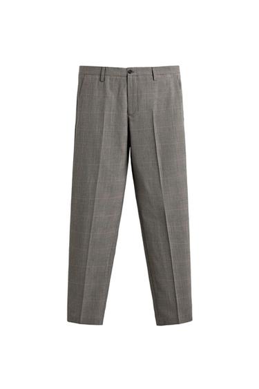 CHECK SUIT TROUSERS - Brown by Zara