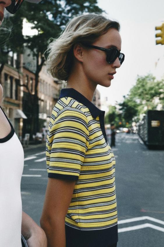 STRIPED KNIT POLO SHIRT - Multicoloured by Zara - Image 0
