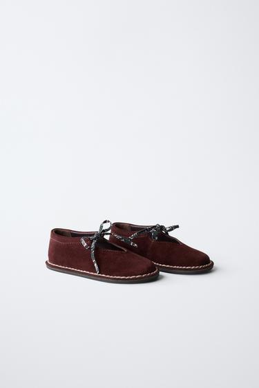 ZARA TIMELESS - LEATHER BALLERINA - Burgundy Red by Zara