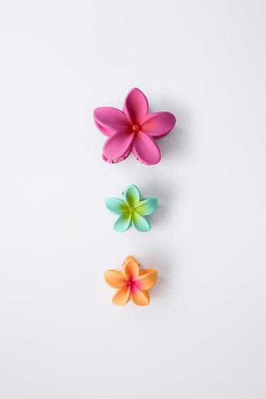 3-PACK OF FLOWER HAIR CLIPS - Fuchsia by Zara - Image 0