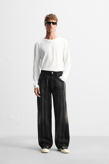BAGGY STITCHED JEANS - Black by Zara - Image 0