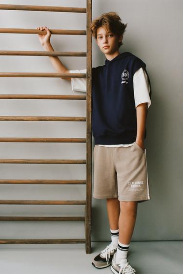 JOGGING HOODIE VEST - Navy blue by Zara