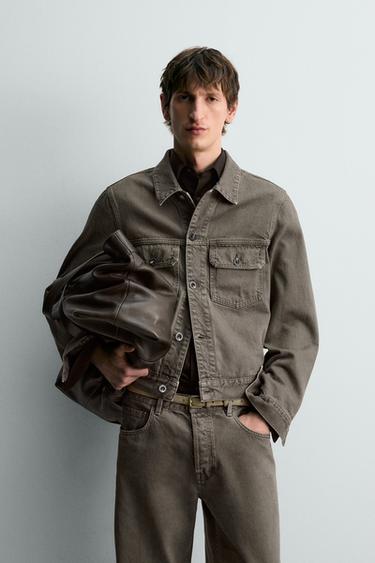 FADED DENIM JACKET - Grey green by Zara