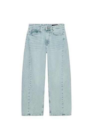 ZW COLLECTION ANKLE RELAXED FIT MID-WAIST JEANS - Light blue by Zara