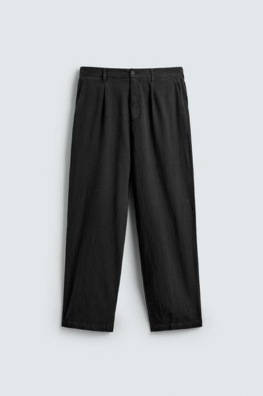 LOOSE-FITTING COTTON/LINEN TROUSERS - Charcoal by Zara