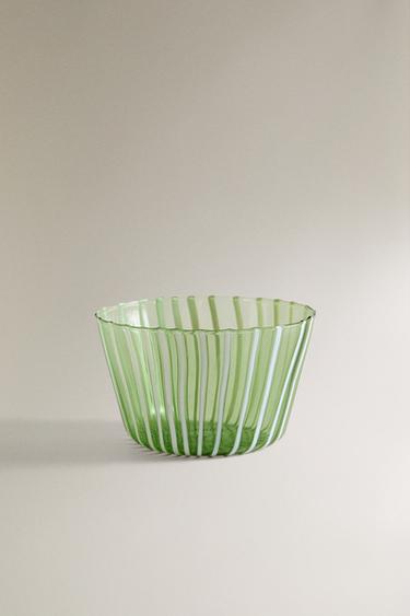 STRIPED BOROSILICATE BOWL - Green by Zara
