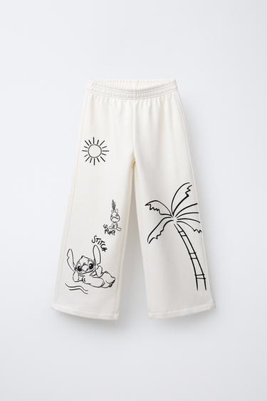 LILO & STITCH © DISNEY WIDE-LEG TROUSERS - Ecru by Zara