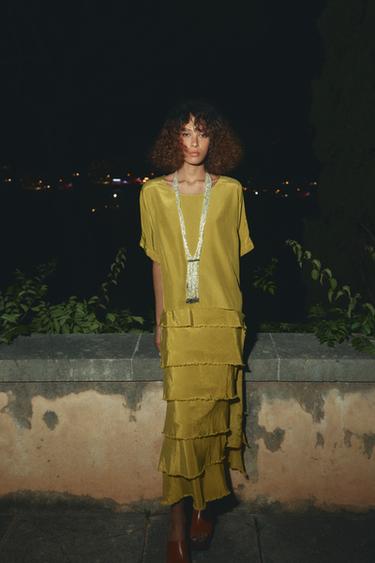 ZW COLLECTION RUFFLED DRESS - Lime by Zara