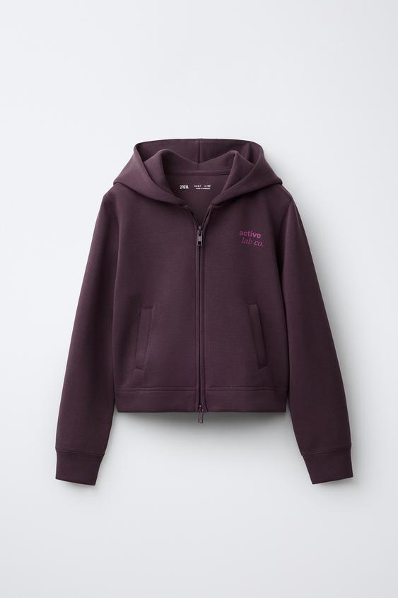 GYM HOODED JACKET - Aubergine by Zara - Image 0