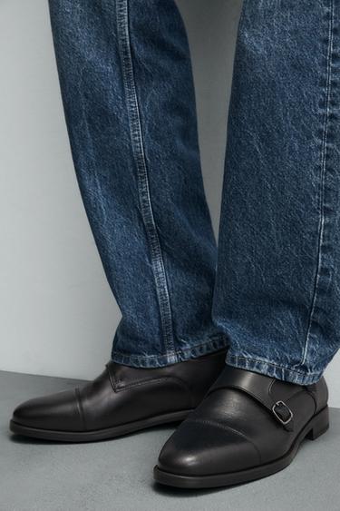 LEATHER DOUBLE MONK STRAP SHOES - Black by Zara