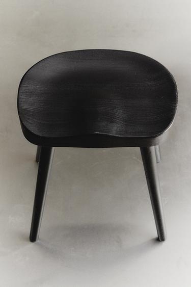 PINE WOOD STOOL - Black by Zara