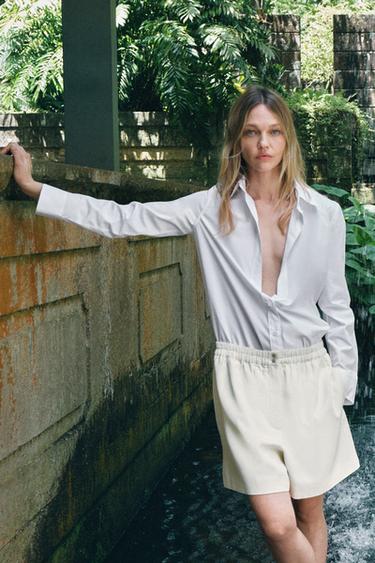 ZW COLLECTION FLOWING BERMUDA SHORTS - Ecru by Zara - Image 0