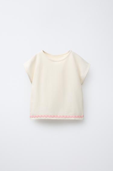 WAVY TRIM PIQUÉ T-SHIRT - Ecru by Zara