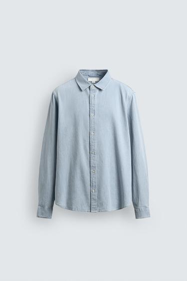 WASHED DENIM SHIRT - Sky blue by Zara