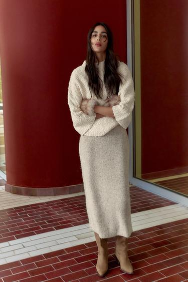 THICK KNIT CAPE JUMPER - Ecru by Zara