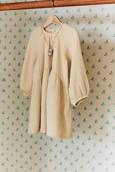 COTTON GAUZE DRESS - Mid-yellow by Zara