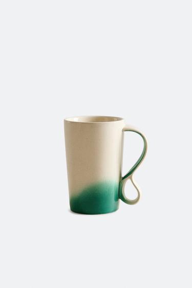OMBRÉ STONEWARE MUG X COLLAGERIE - Green / Ecru by Zara