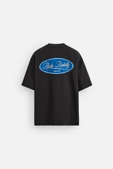CONTRAST PRINT T-SHIRT - Dark anthracite by Zara
