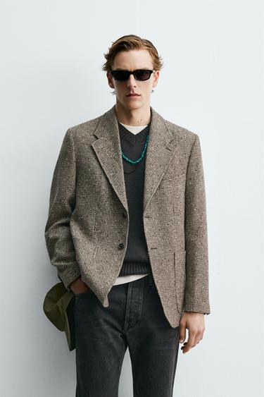WOOL - COTTON TEXTURED BLAZER AARON LEVINE X ZARA - Brown by Zara