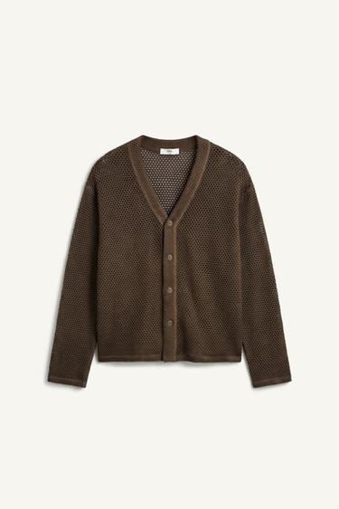 RELAXED FIT CROCHET CARDIGAN - Brown by Zara