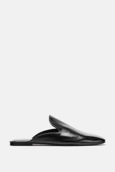 LEATHER MULE LOAFERS - Black by Zara