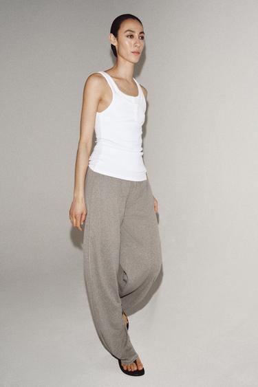 WIDE FLOWING TROUSERS - Grey marl by Zara