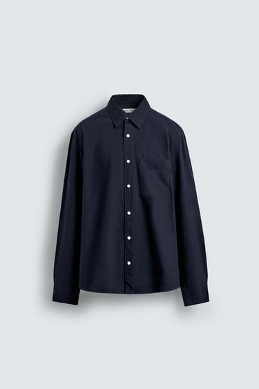 CHECK FLANNEL SHIRT - Navy blue by Zara