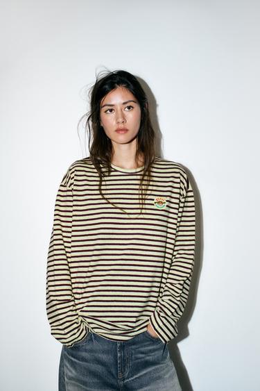 STRIPED EMBROIDERED PIPPI LÅNGSTRUMP™ T-SHIRT - striped by Zara