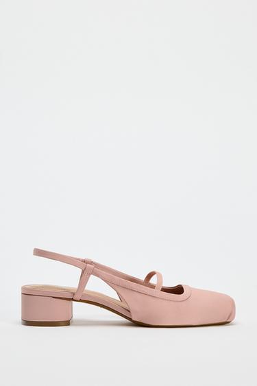SATIN FINISH SLINGBACK SHOES - Pink by Zara - Image 0