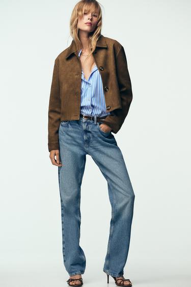 FAUX SUEDE JACKET - Brown by Zara - Image 0