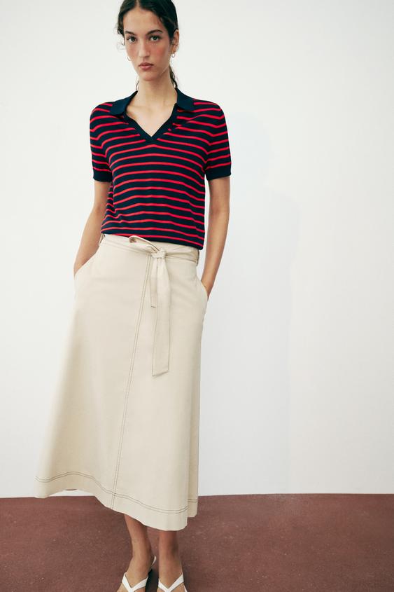 STRIPED SHORT SLEEVE KNIT POLO SHIRT - Stripes by Zara - Image 0