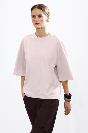 LOOSE FIT T-SHIRT - Pink / Lilac by Zara