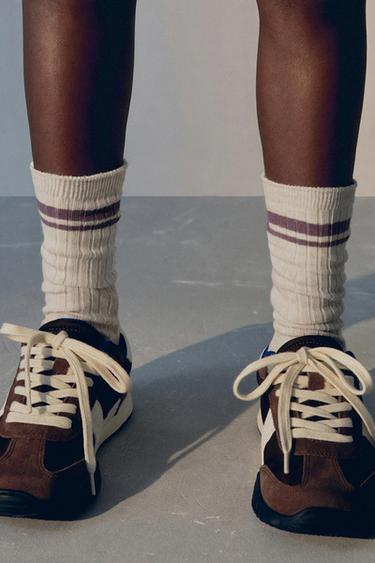 3-PACK OF STRIPED LONG SOCKS - Purple marl by Zara