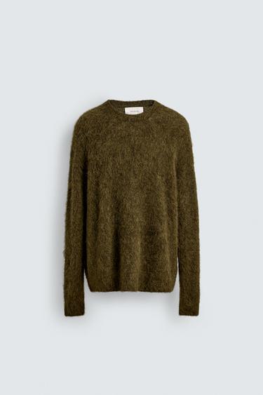 ALPACA FIBRE BLEND JUMPER - Olive green by Zara