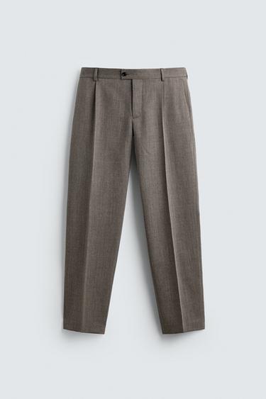 100% WOOL SUIT TROUSERS - camel by Zara