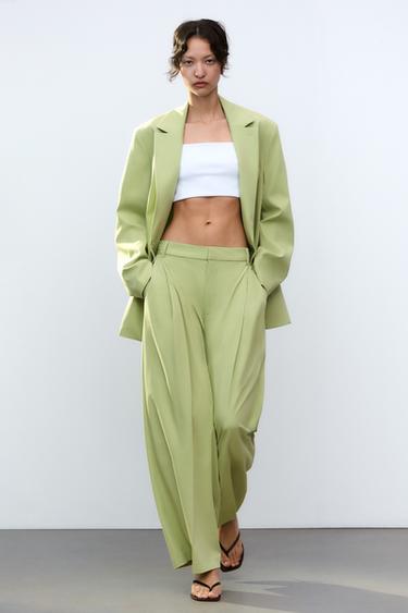 TROUSERS WITH BELT LOOPS - Apple green by Zara - Image 0