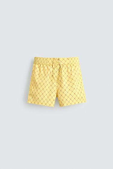 FADED GEOMETRIC PRINT SWIM SHORTS - Yellow by Zara