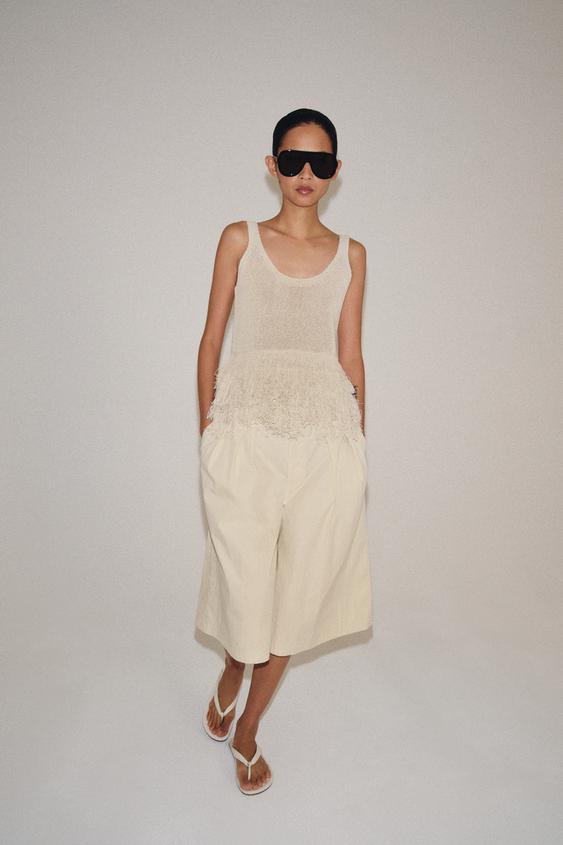 FRINGED KNIT TOP - Ecru by Zara - Image 0