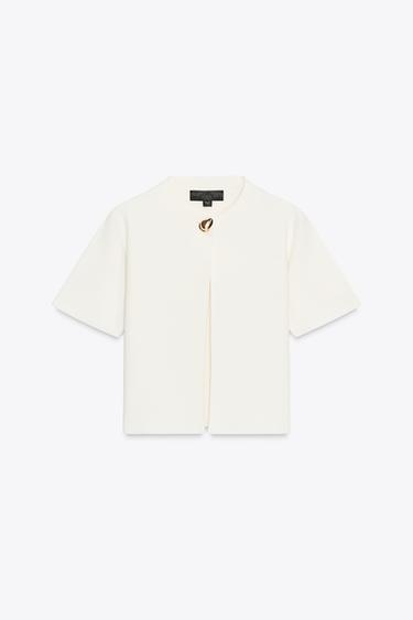 SHORT SLEEVE CARDIGAN - Ecru by Zara