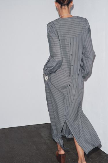 ZW COLLECTION STRIPED SHIRT DRESS - Anthracite grey by Zara
