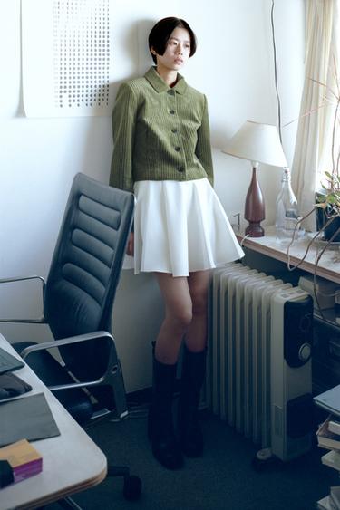 SHORT CORDUROY JACKET - Mid-green by Zara - Image 0