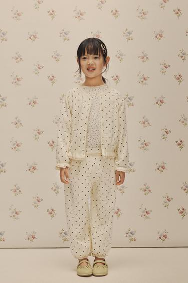 KNIT POLKA DOT TROUSERS - Ecru by Zara